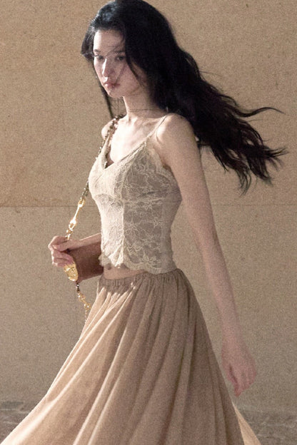 French Lace V-Neck Waist-Cinching Camisole