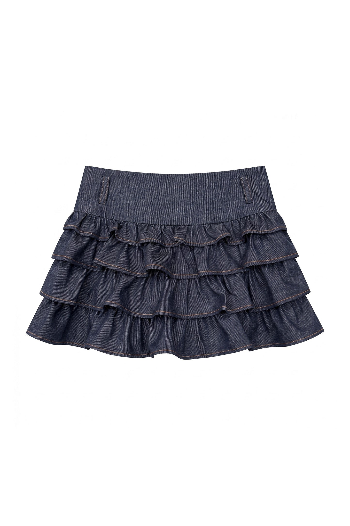 Imitation Denim Short Jacket and Cake Skirt Set