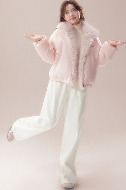 Patchwork Plush Down Jacket