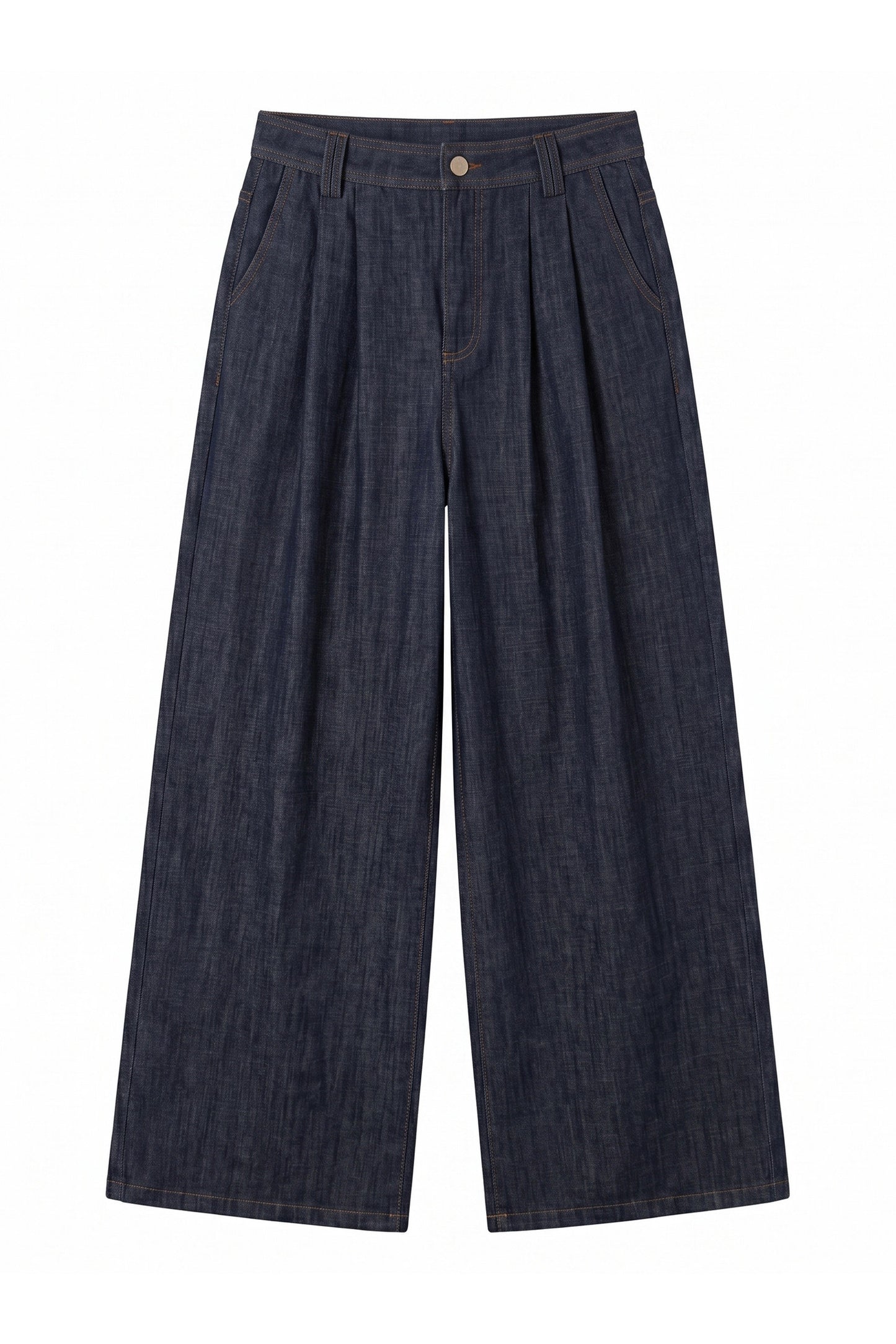 Set aus Jeansoptik-Hemd, weiter Hose und Jacke