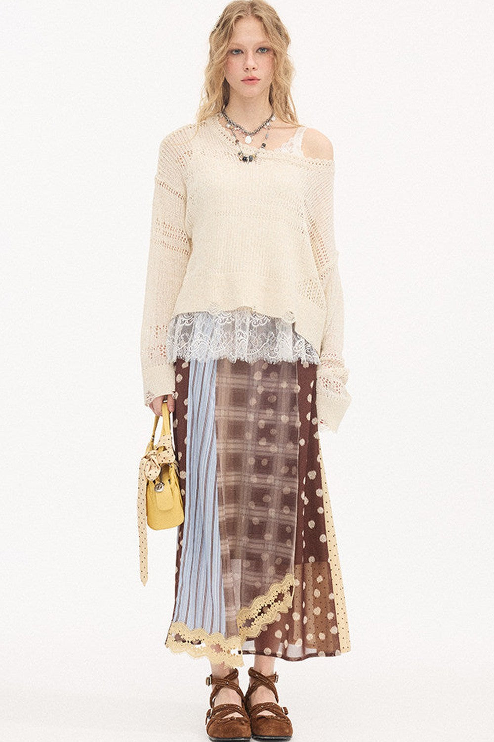 Asymmetrical Knit Off-Shoulder Top Set