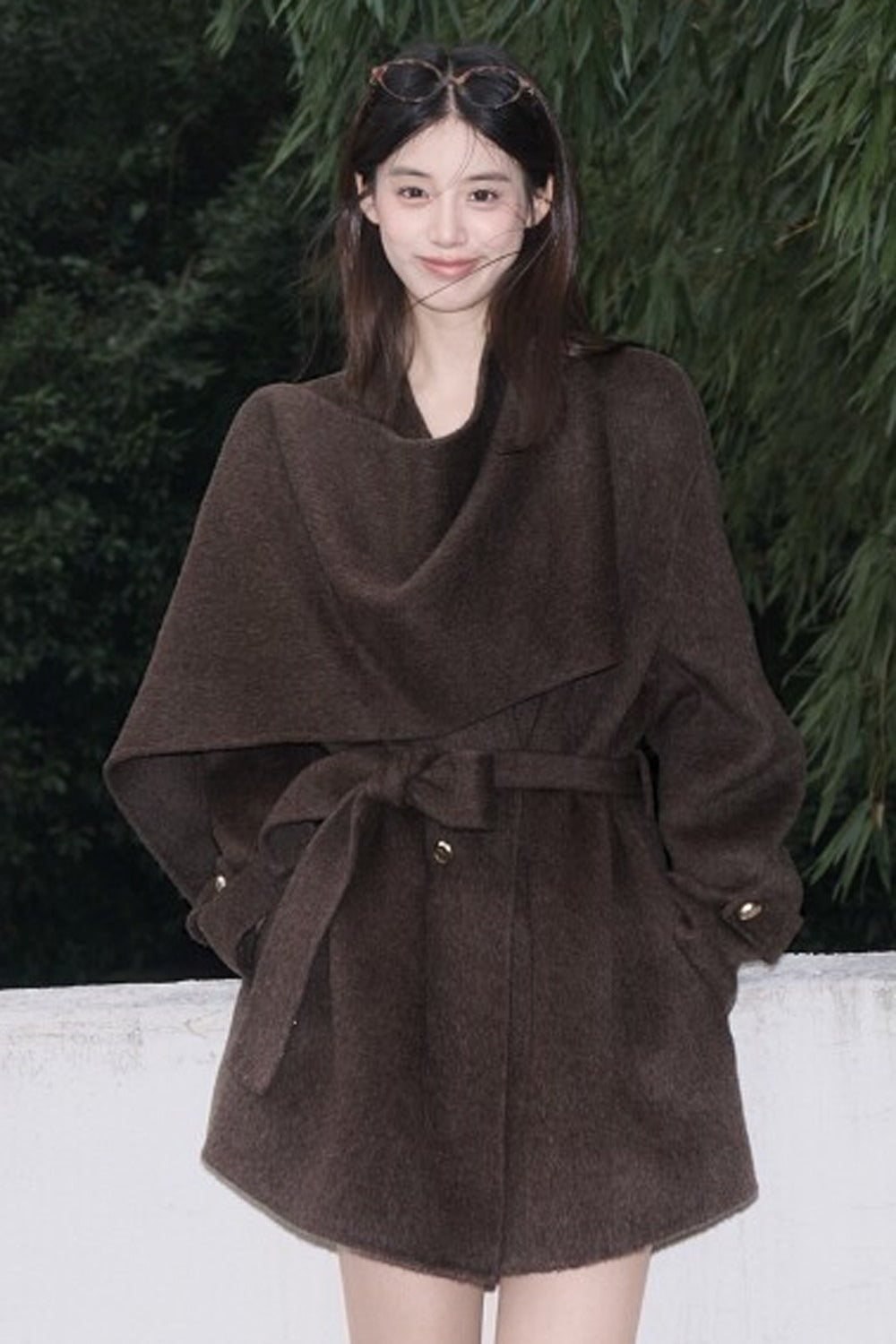 Double-Sided Wool Scarf Collar Coat
