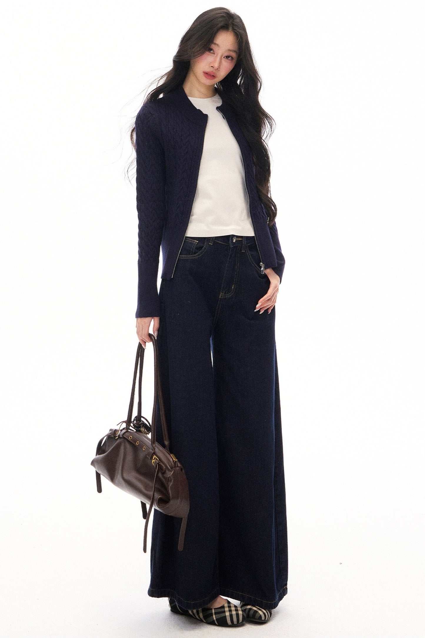 Long Sleeve Knitted Cardigan and Pants Set-Up