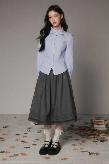 Spring and Autumn Bow Tie Shirt