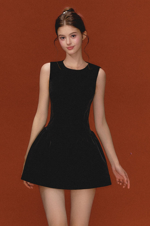 Sleeveless Black Tank Dress and Shirt Set