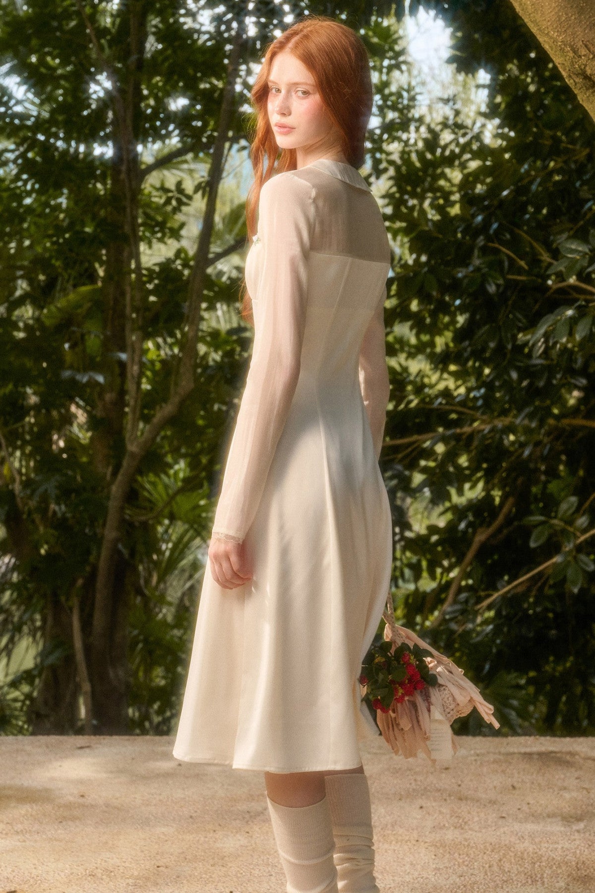 Satin Tencel Lapel Dress