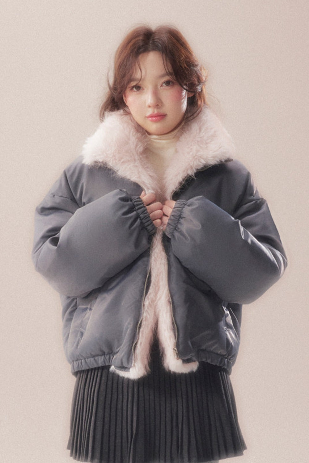 Patchwork Plush Down Jacket