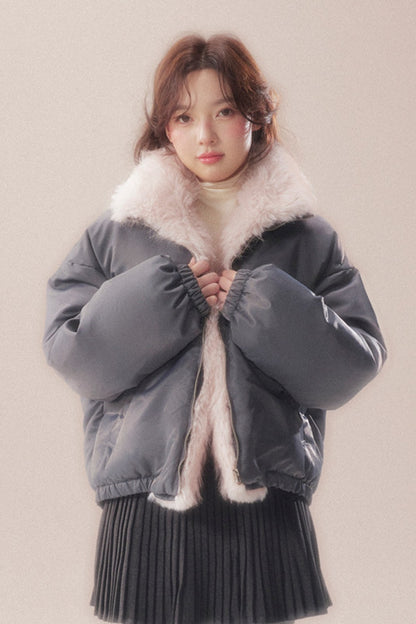 Patchwork Plush Down Jacket
