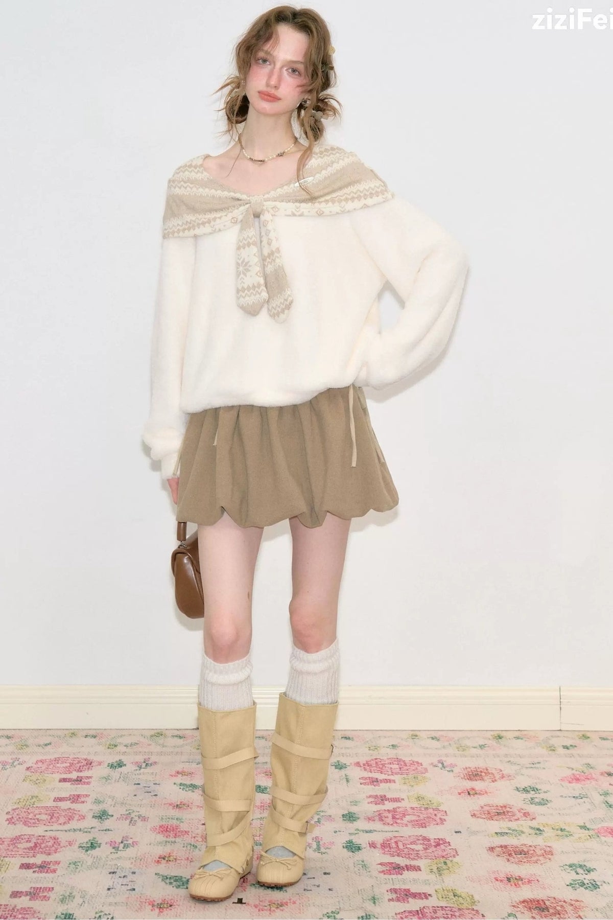 Fair Isle Shawl Collar Sweater