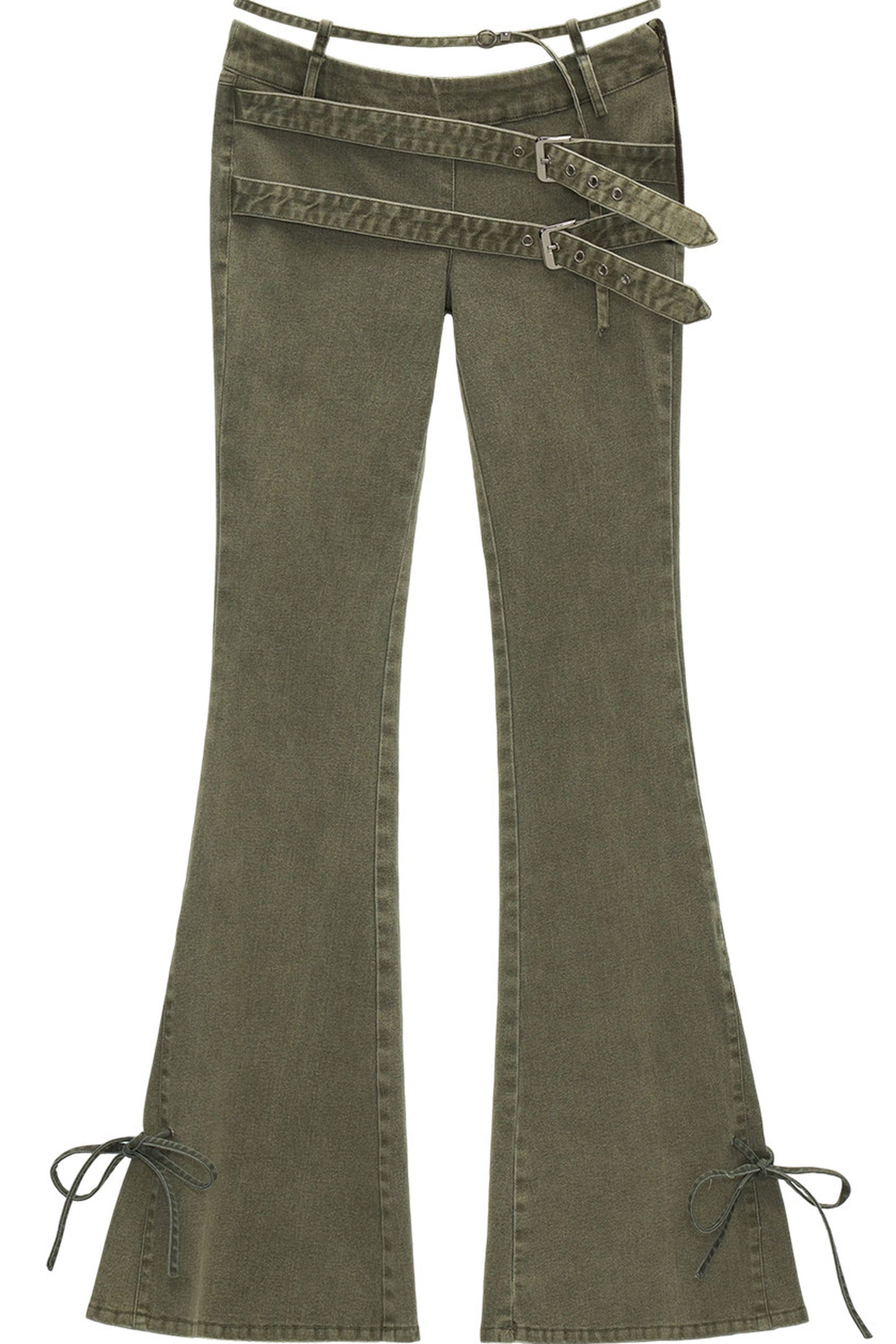 Retro Multi-Belt Flared Jeans