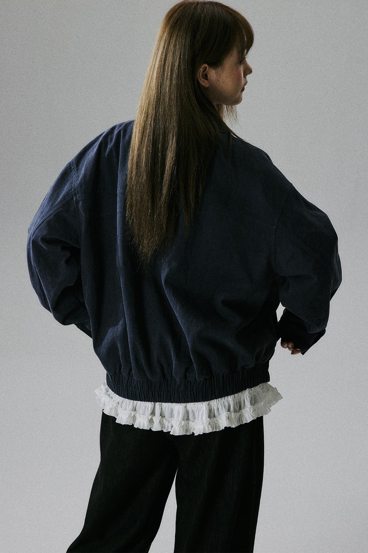 Ruffle Lace Panel Cotton Jacket