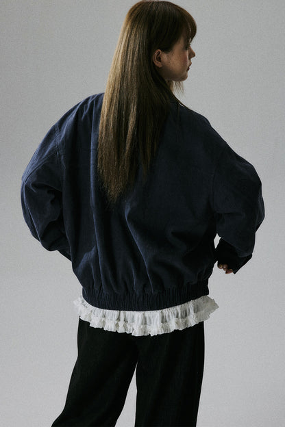 Ruffle Lace Panel Cotton Jacket
