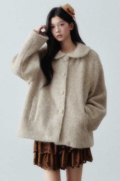 Chaqueta corta sencilla de lana afelpada