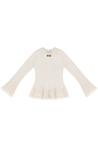 Lace Ruffle Hem Knit Top