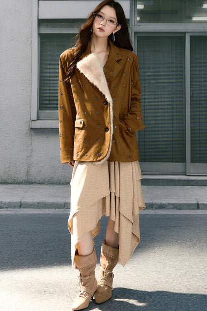 Long-Sleeved Asymmetrical Knitted Dress