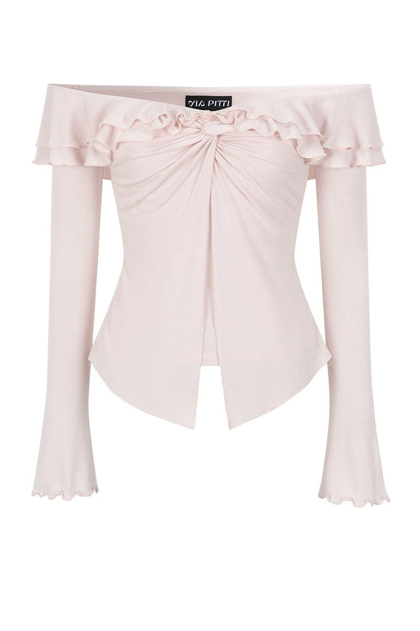 Asymmetrical Ruffle Cross-Knot Top