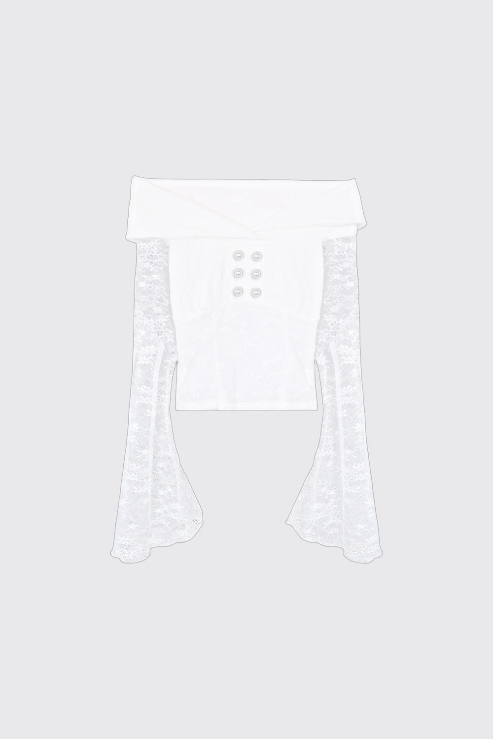 Completo Top e Gonna Patchwork in Pizzo Tè Bianco