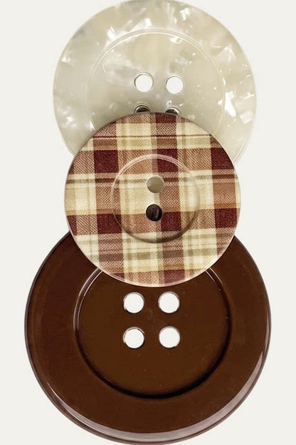 Plaid Polka Dot Button Hair Clip