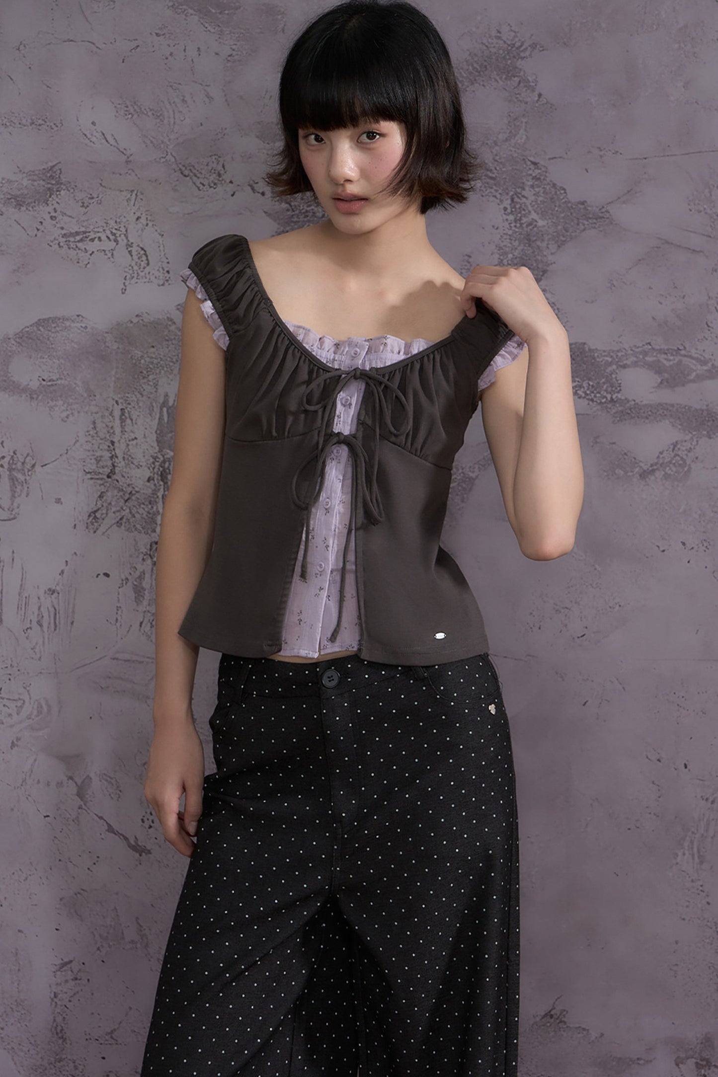 Ruffled Floral Patchwork Top Set-Up