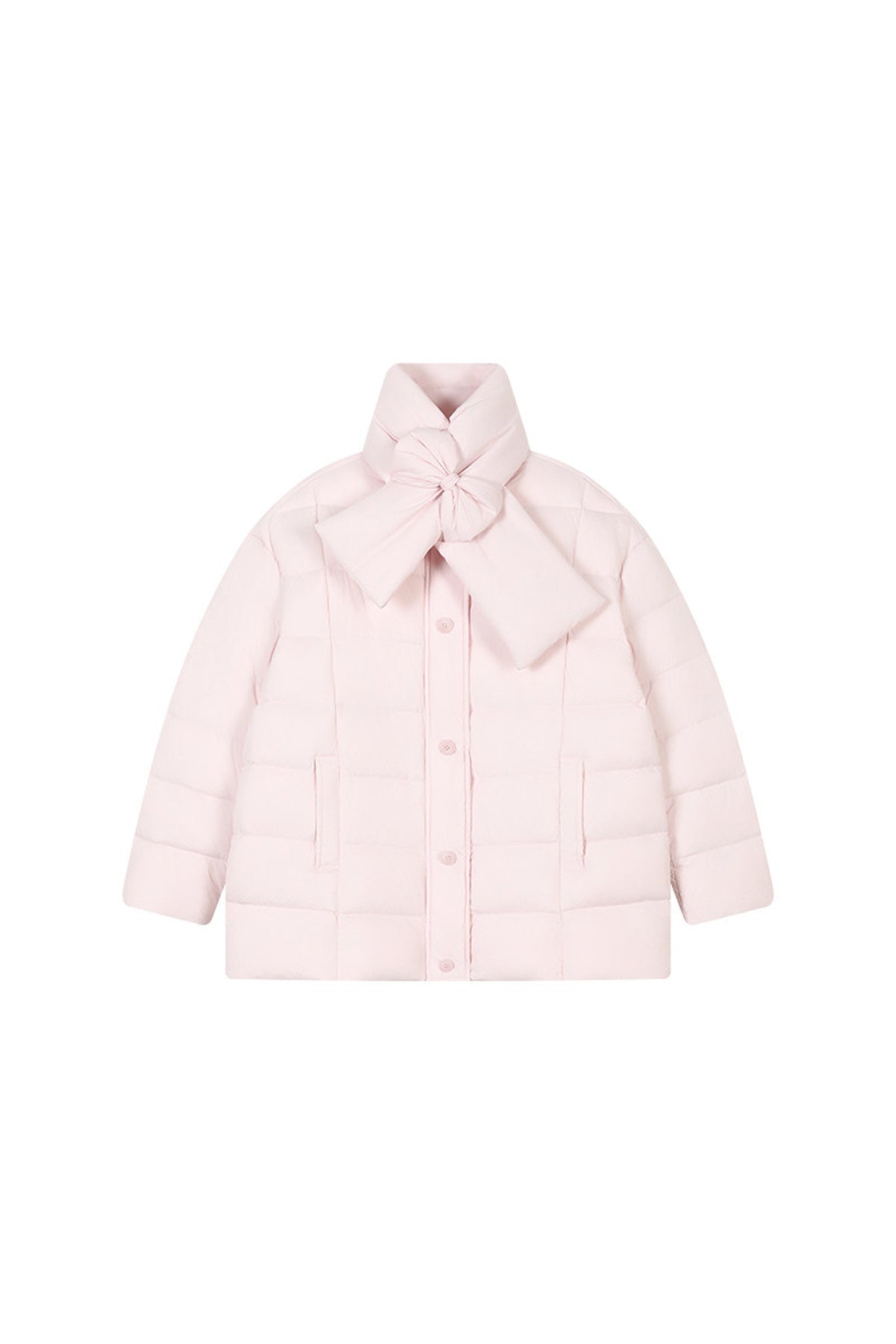 Bow-Knot Scarf Mid-Length Down Jacket