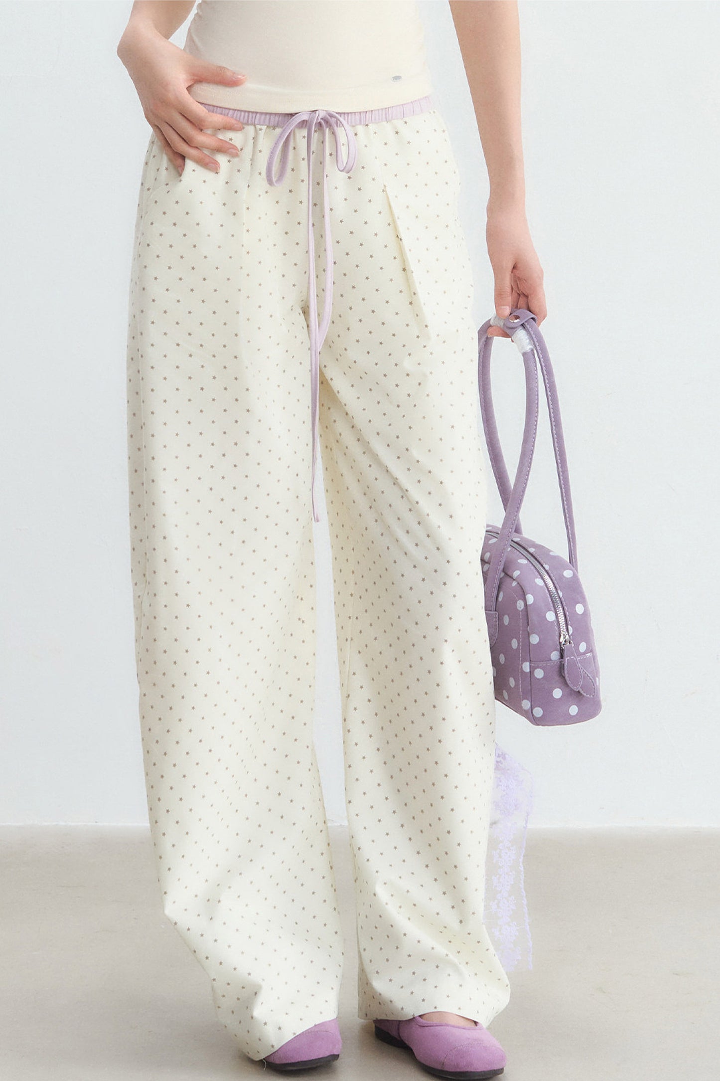 Star Print Wide Leg Pants