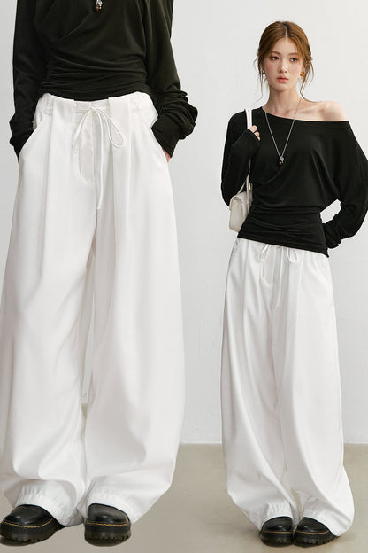 White High-Waisted Wide-Leg Pants