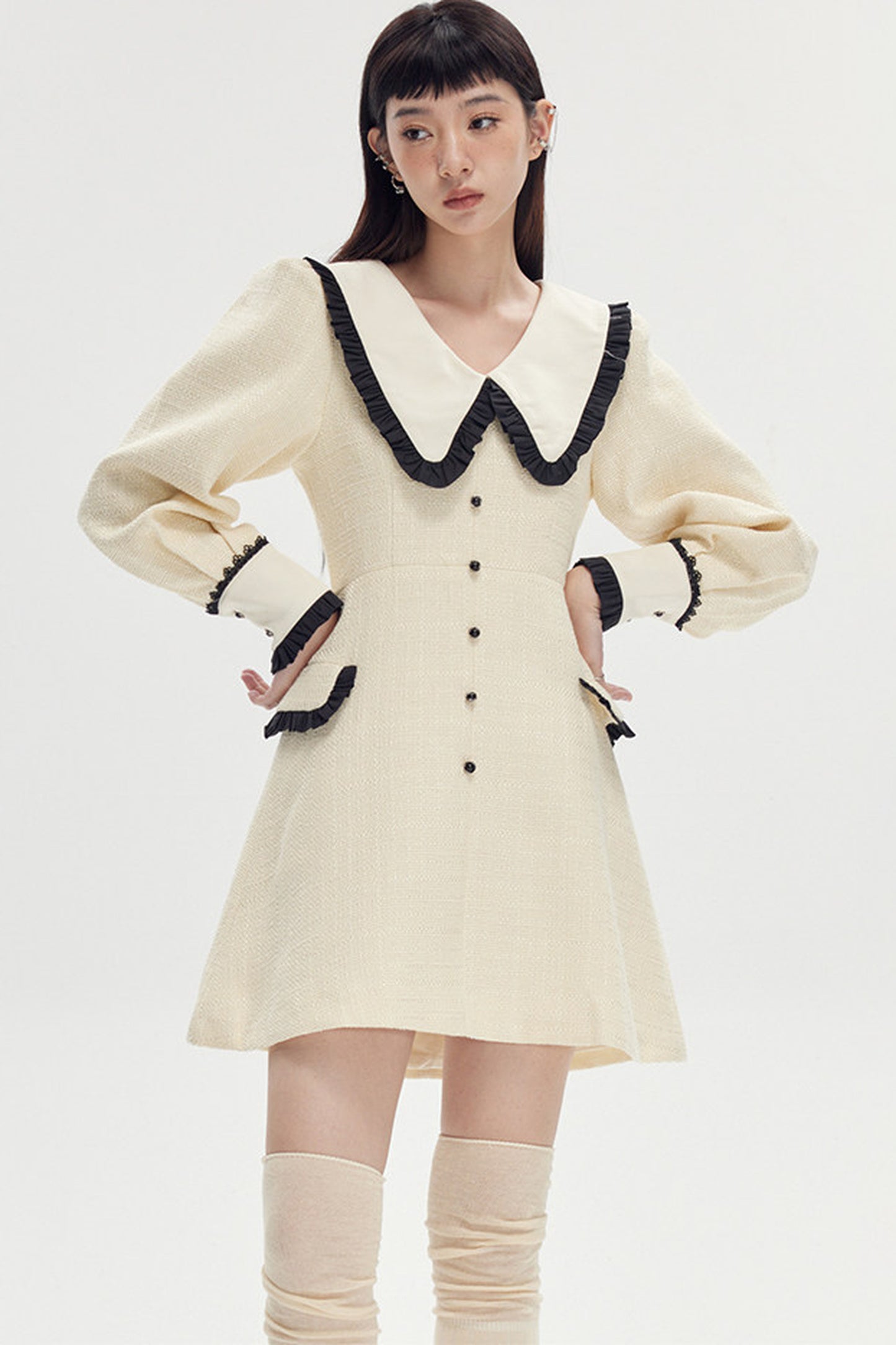 High Waist A-Line Lamb Leg Dress