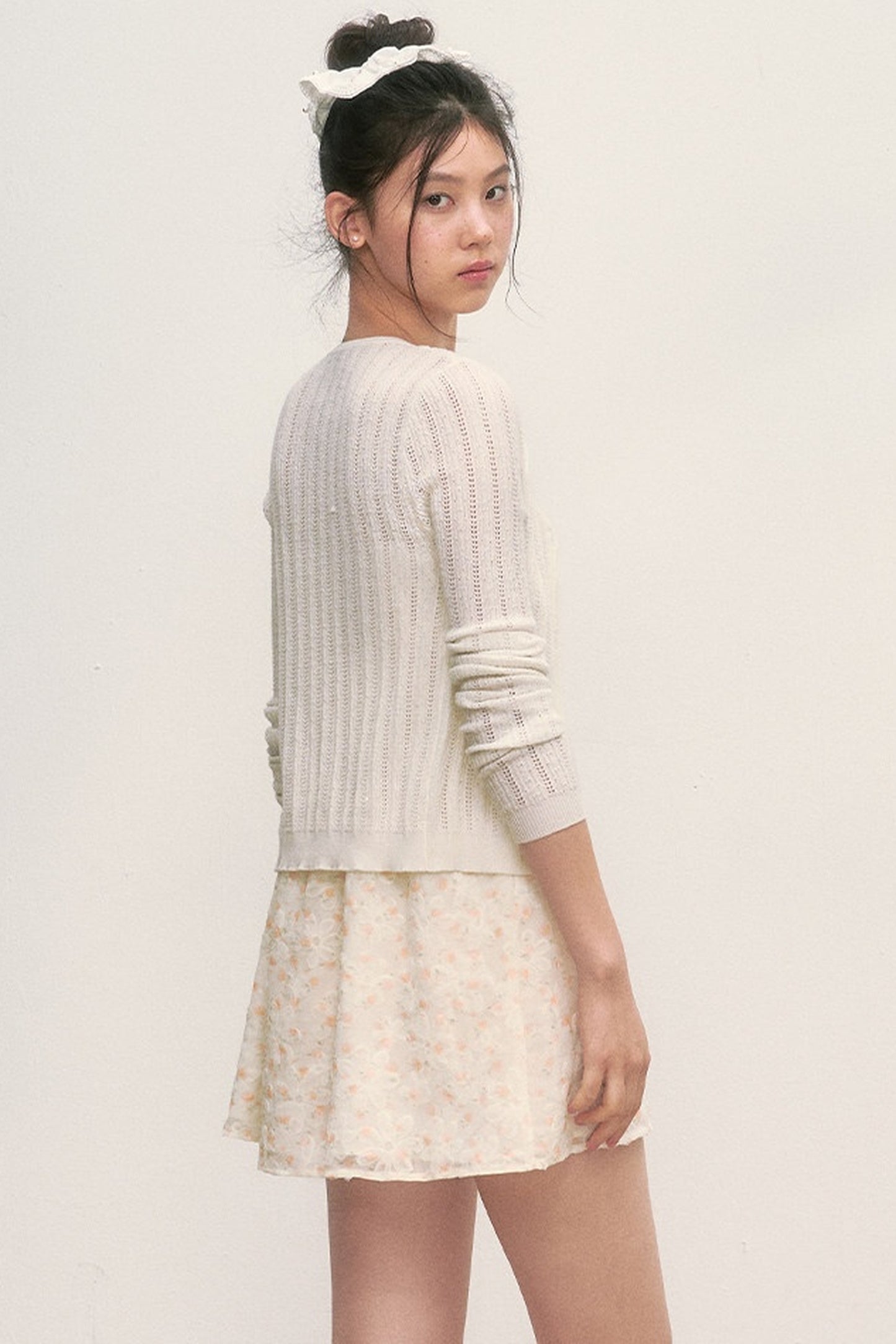 Floral Camisole Dress and Knit Cardigan Set-Up