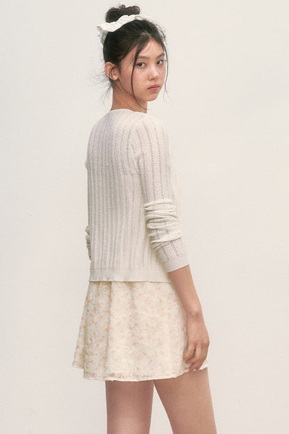 Floral Camisole Dress and Knit Cardigan Set-Up