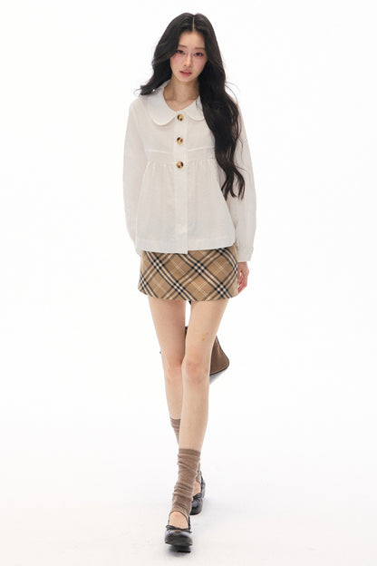 Long Sleeve White Shirt Skirt Set-Up
