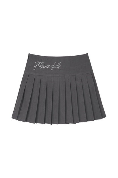 Gray Lace Sailor Collar Top and Skirt Set-Up