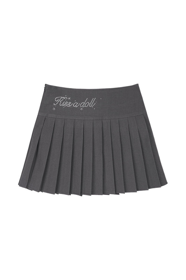 Gray Lace Sailor Collar Top and Skirt Set-Up