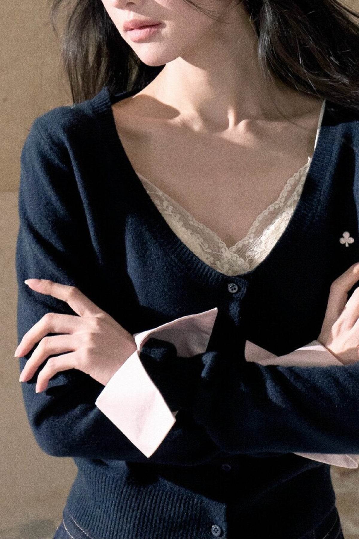 Large U-Neck Knit Cardigan