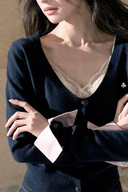 Large U-Neck Knit Cardigan