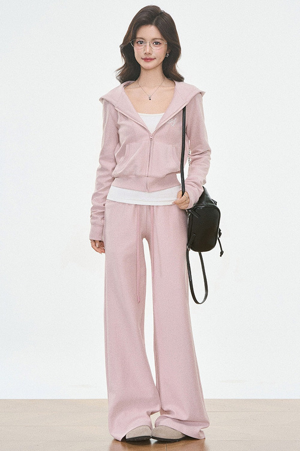 Ensemble cardigan en maille à capuche et pantalon de jogging