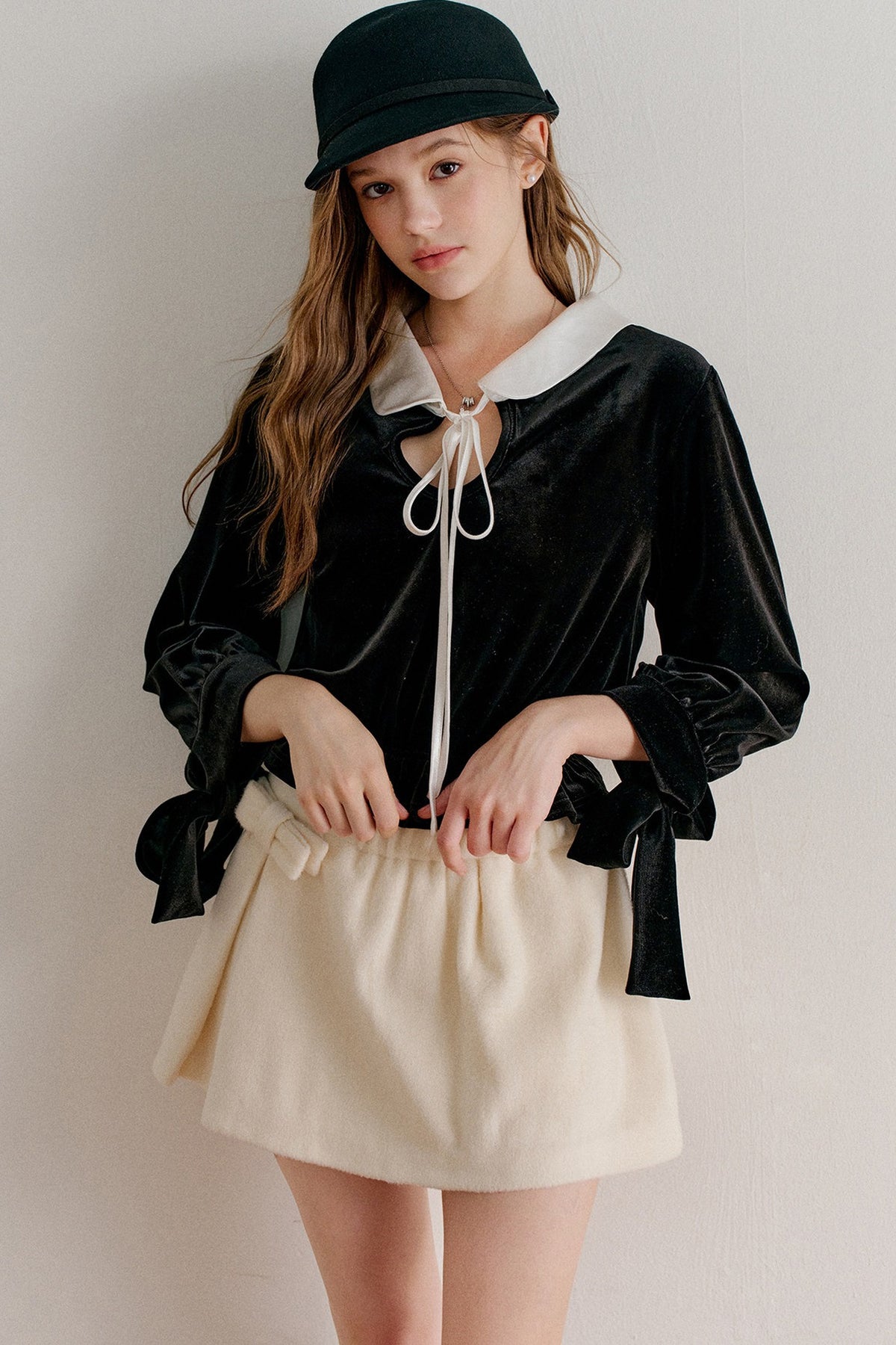 Reversible Velvet Peter Pan Collar Shirt