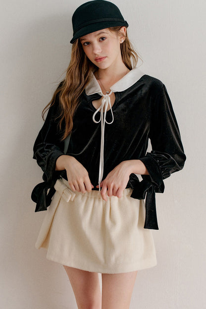 Reversible Velvet Peter Pan Collar Shirt