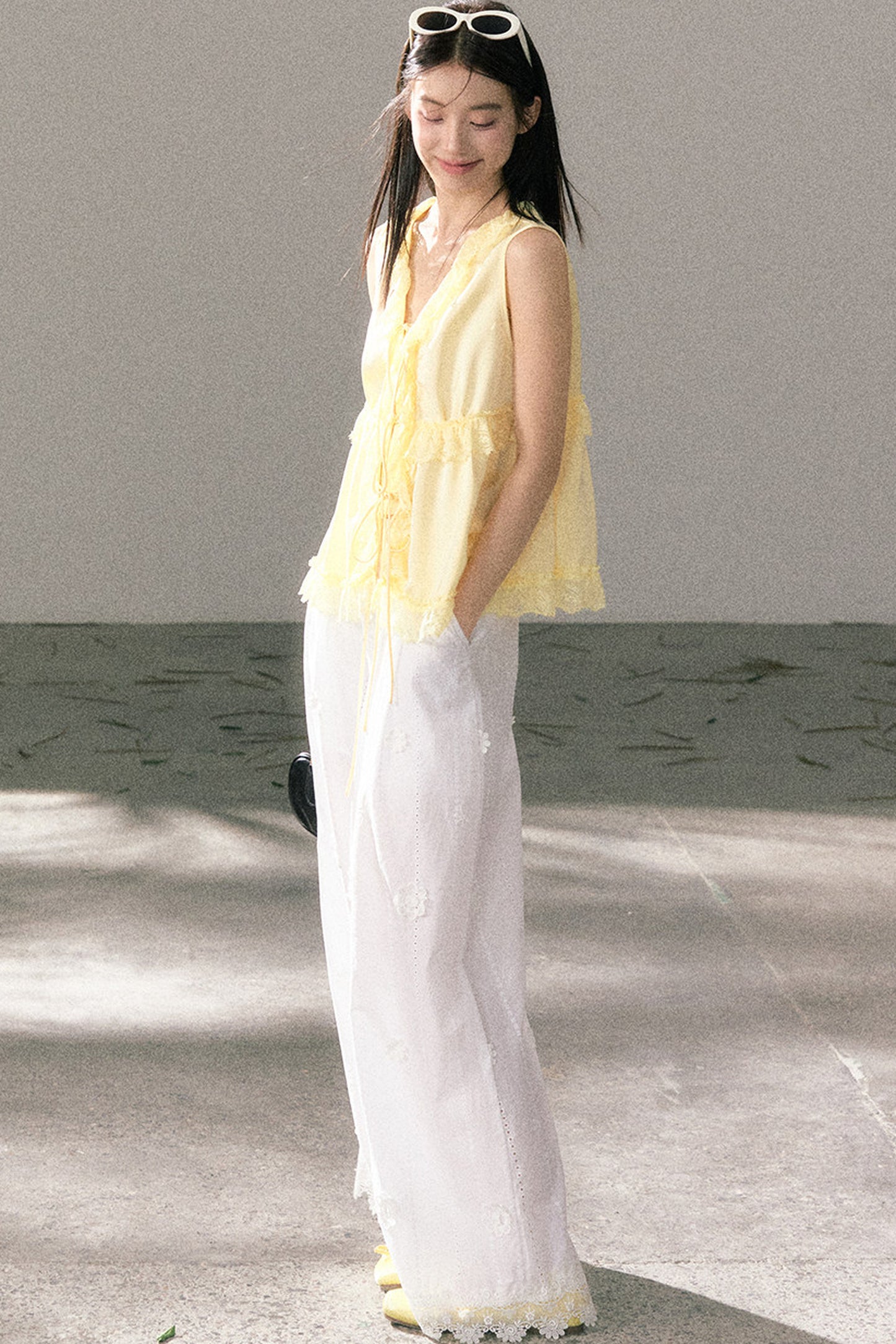 French Lace Ruffled Vest