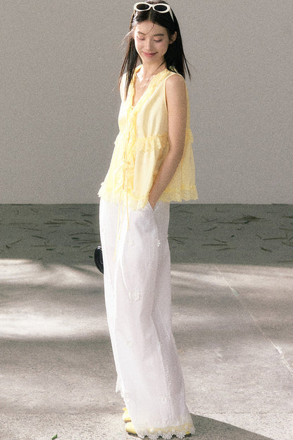 French Lace Ruffled Vest
