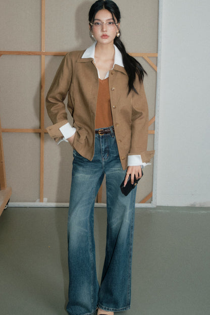 Linen Lace-Up Jacket and Pants Set-Up