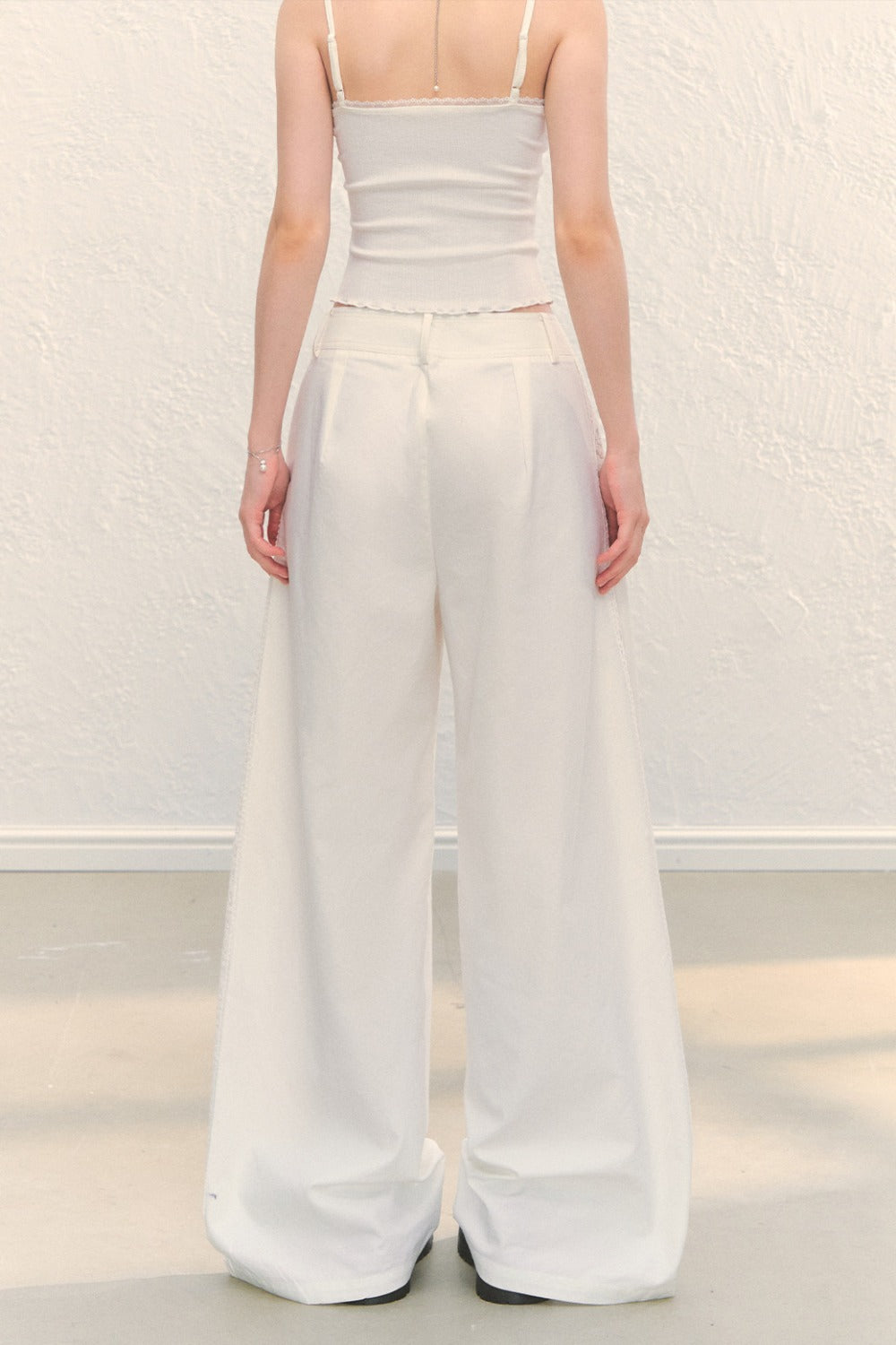 High Waist White Wide-Leg Pants