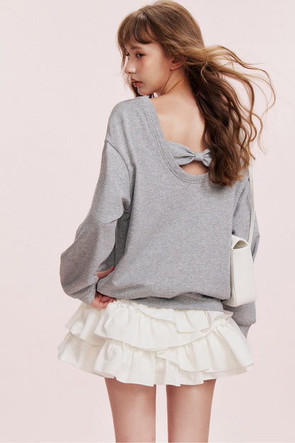 Romantic Lace Bow Sweatshirt