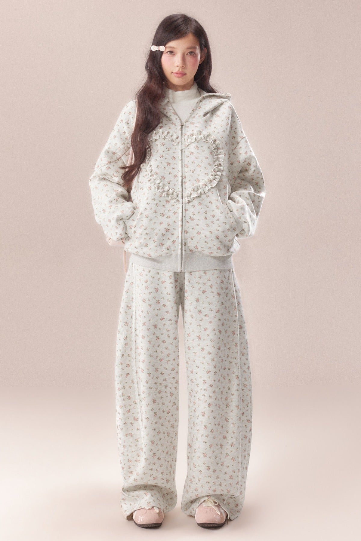 Floral Heart Hoodie and Scimitar Pants Set-Up