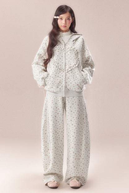Floral Heart Hoodie and Scimitar Pants Set-Up