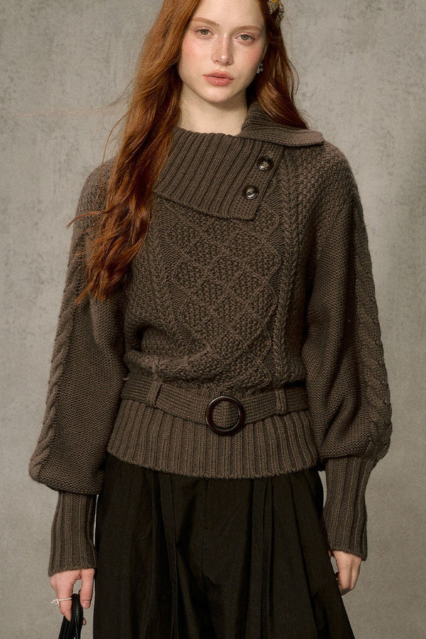 Diamond Pattern Cable Knit Top