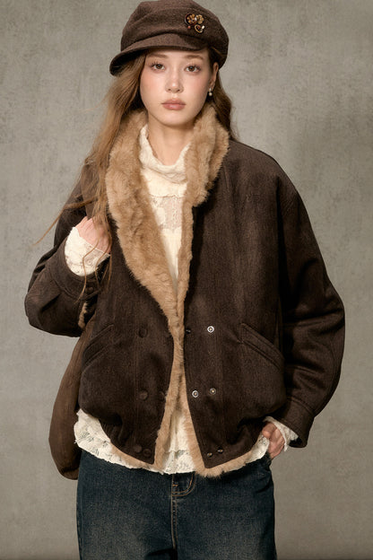 Reversible Faux Suede Plush Jacket