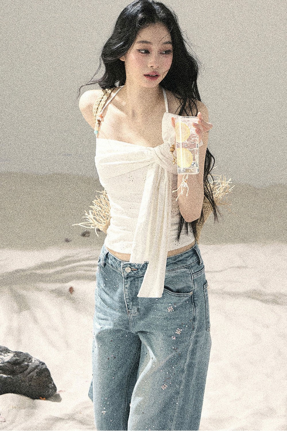 Halter Knot Pleated Top