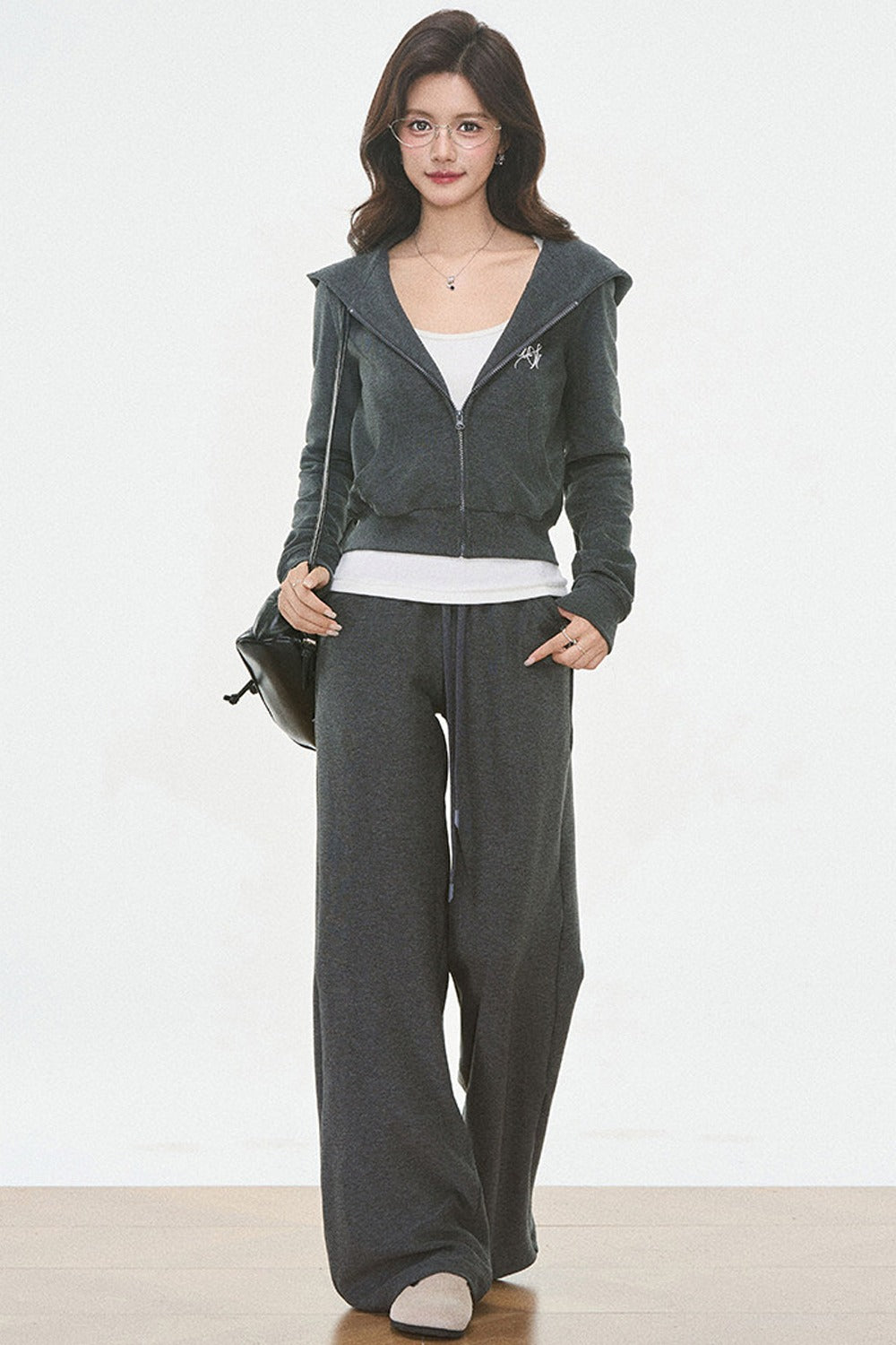 Ensemble cardigan en maille à capuche et pantalon de jogging