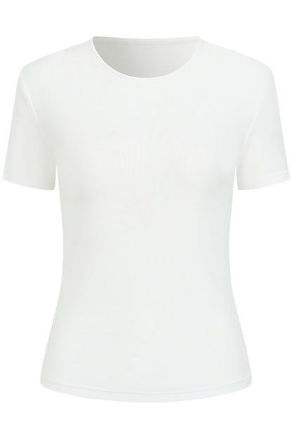Backless Pleated Hollow-Out Short-Sleeve T-Shirt