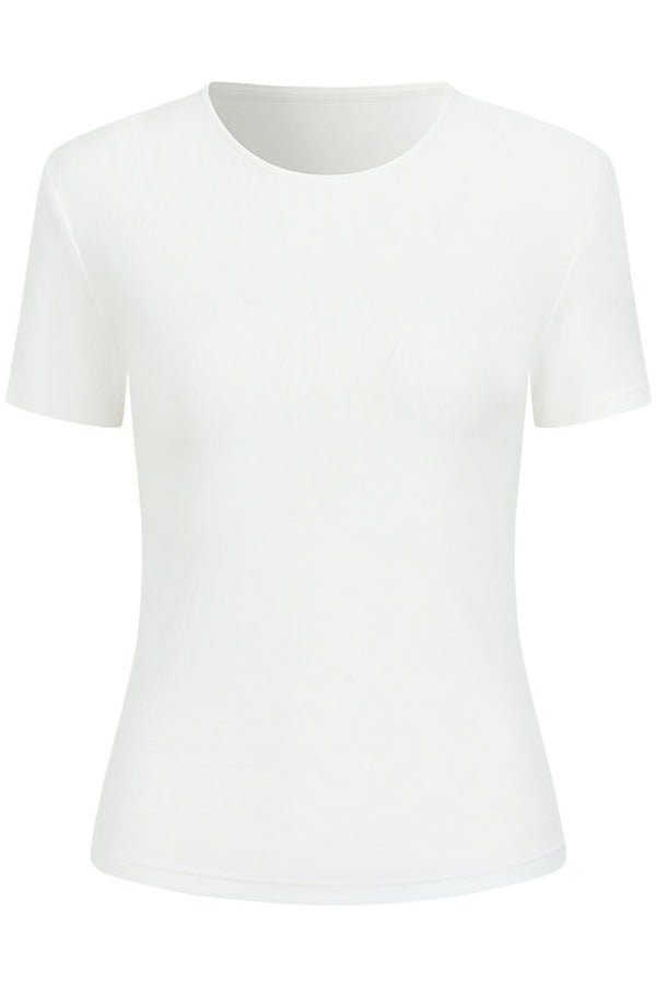 Backless Pleated Hollow-Out Short-Sleeve T-Shirt